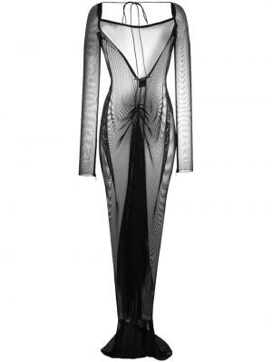 Asimetrična prozorna večerna obleka Laquan Smith črna