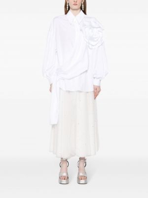 Geblümte hemd aus baumwoll mit drapierungen Simone Rocha weiß
