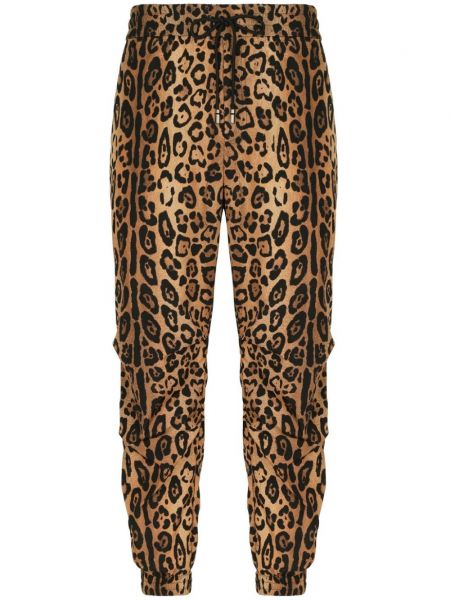 Treniņtērpa bikses ar apdruku ar leoparda rakstu Dolce & Gabbana brūns