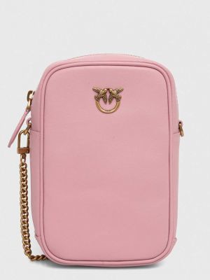 Шкіряна поясна сумка Pinko рожева
