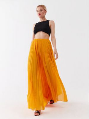 Długa spódnica plisowana Patrizia Pepe pomarańczowa
