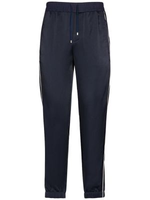 Pantaloni sport din satin din crep Saint Laurent albastru