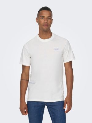 Camiseta de cuello redondo Only & Sons blanco
