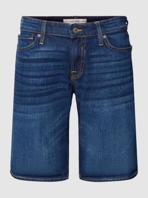 Niebieskie szorty jeansowe z kieszeniami Guess