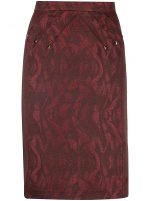 Bavlněné midi sukně na zip s potiskem Thierry Mugler Pre-owned - červená