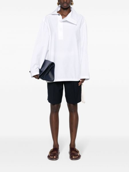 Koszula bawełniana asymetryczna Jil Sander biała