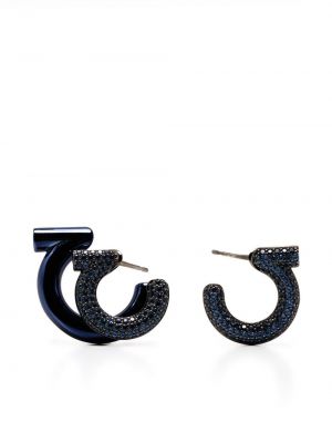Salvatore Ferragamo crystal-embellished half-hoop earrings - Bleu