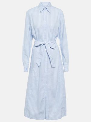 Lniana sukienka midi bawełniana w paski Polo Ralph Lauren