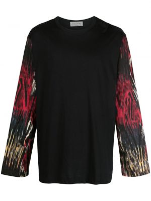 Βαμβακερή μπλούζα με σχέδιο Yohji Yamamoto μαύρο