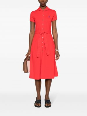 Vilnonis suknele kordinis velvetas slim fit Polo Ralph Lauren raudona