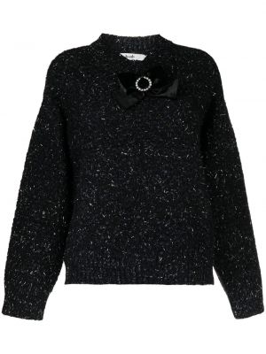 Пуловер с панделка с кристали B+ab черно