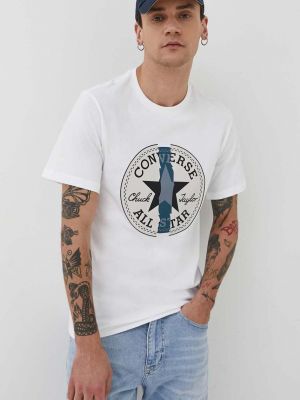 Converse tricou din bumbac culoarea alb, cu imprimeu