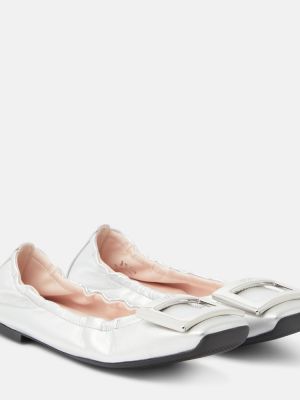 Bőr balerina cipők Roger Vivier ezüstszínű