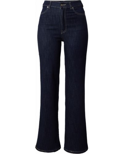 Bavlnené džínsy s rovným strihom s vysokým pásom na zips Dr. Denim - modrá