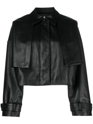 Kožená bunda Calvin Klein černá