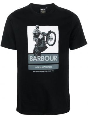 Тениска с принт Barbour черно