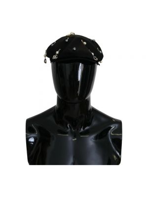Czapka z daszkiem skórzana Dolce And Gabbana czarna