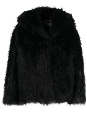 Manteau de fourrure à capuche Alberta Ferretti noir