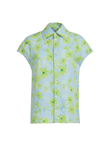 Koszula bawełniana w kwiatki Marni zielona