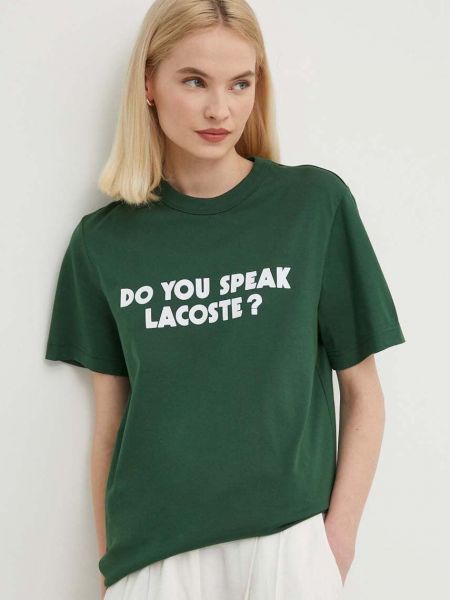 Pamučna majica Lacoste zelena