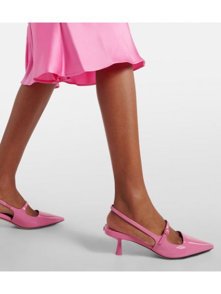 Кожени полуотворени обувки от лакирана кожа с отворена пета Jimmy Choo розово