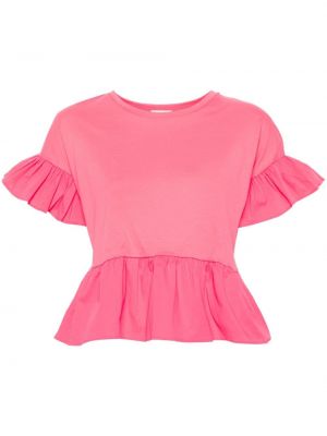 Βαμβακερή μπλούζα με βολάν Liu Jo ροζ