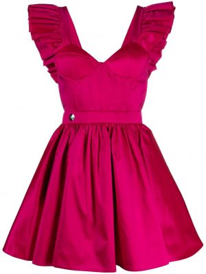 Seiden minikleid mit rüschen Philipp Plein pink