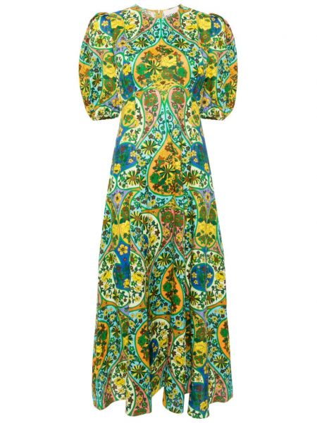 Φλοράλ λινή φόρεμα με σχέδιο Alemais μπλε