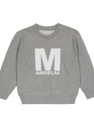 Hoodie i bomull i jersey för tjejer Mm6 Maison Margiela Kids grå