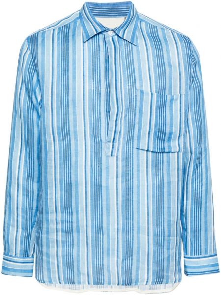 Lněná dlouhá košile Corneliani modrá