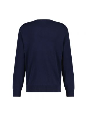 Dzianinowy sweter z okrągłym dekoltem Hugo Boss niebieski