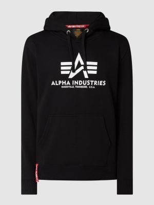 Bluza z kapturem z nadrukiem Alpha Industries czarna