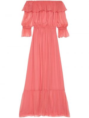 Копринена коктейлна рокля от шифон Gucci розово