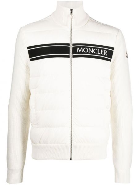 Trykt zip dunjakke Moncler hvit