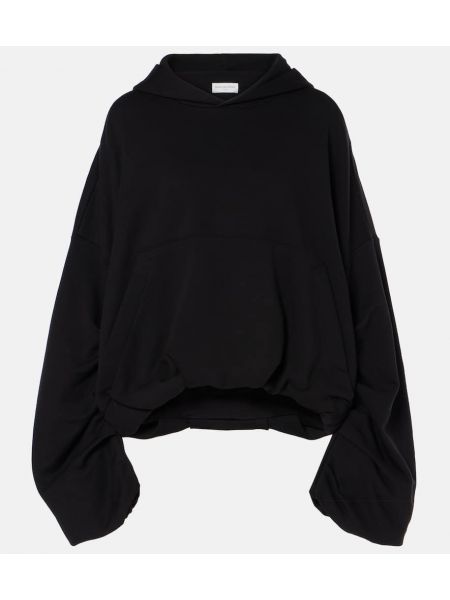 Büyük boy jersey pamuklu hoodie Dries Van Noten siyah