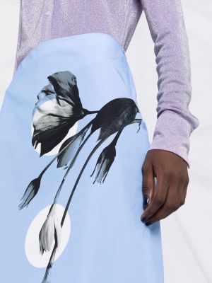 Květinové midi sukně s potiskem Prada modré