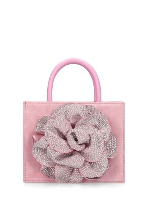 Сатенени чанта на цветя с кристали Mach & Mach розово