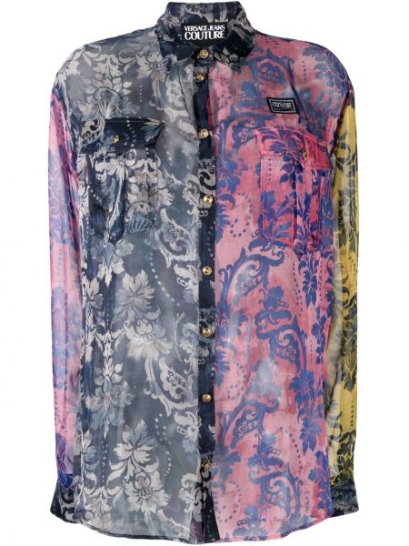 Rifľová košeľa Versace Jeans Couture ružová