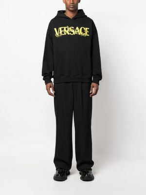 Raštuotas medvilninis džemperis su gobtuvu Versace