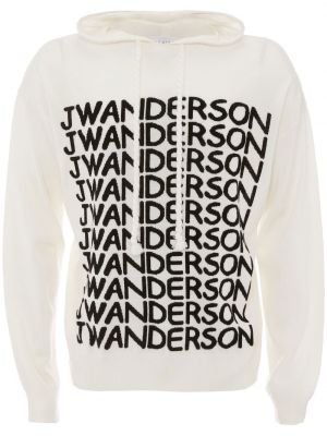 Raštuotas džemperis su gobtuvu iš merino vilnos Jw Anderson