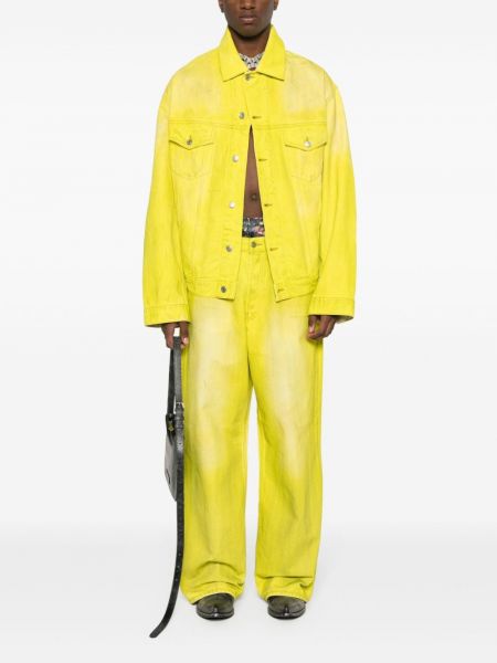 Džínová bunda s oděrkami Acne Studios žlutá
