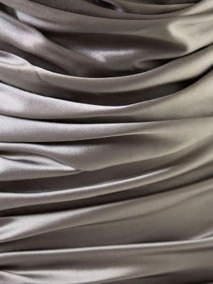 Drapované hodvábne dlouhé šaty Mach & Mach sivá