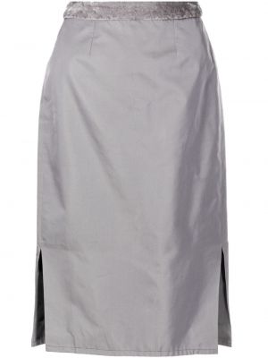 Zamatová puzdrová sukňa Saint Laurent Pre-owned sivá