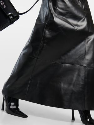 Falda larga de cuero Saint Laurent negro