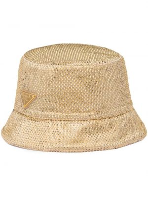Satīna cepure ar kristāliem Prada zelts