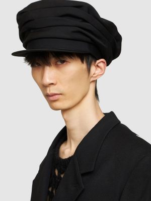 Volnena kapa z draperijo Yohji Yamamoto črna