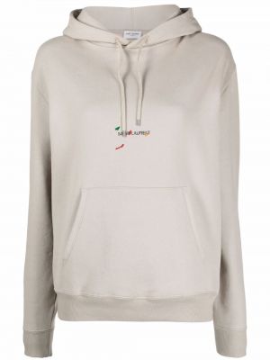 Hoodie s kapuljačom s printom Saint Laurent bež