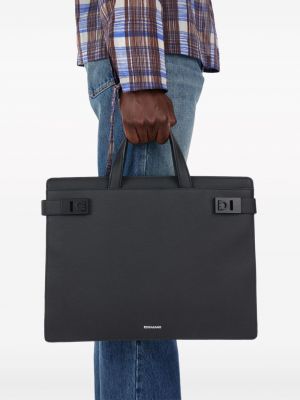 Iš natūralios odos nešiojamo kompiuterio krepšys su sagtimis Ferragamo juoda