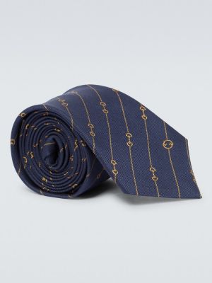 Krawat z jedwabiu w paski Gucci, niebieski