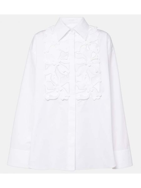 Chemise brodée en coton Valentino blanc